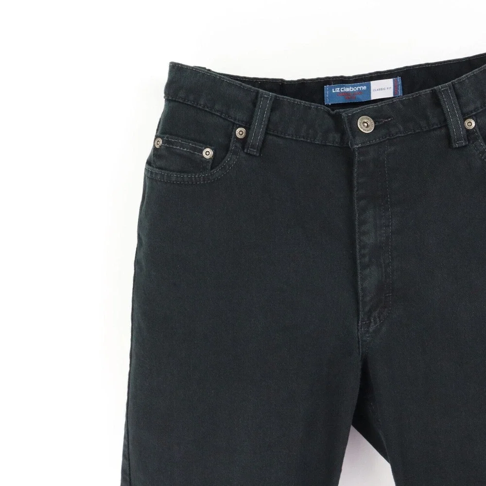 Liz Claiborne Jeans Classic Fit Womens 14P Black Stretch INSEAM: 27‎ RISE: 10.5